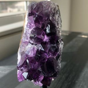 Dark Purple Decorative Amethyst on Black Stand